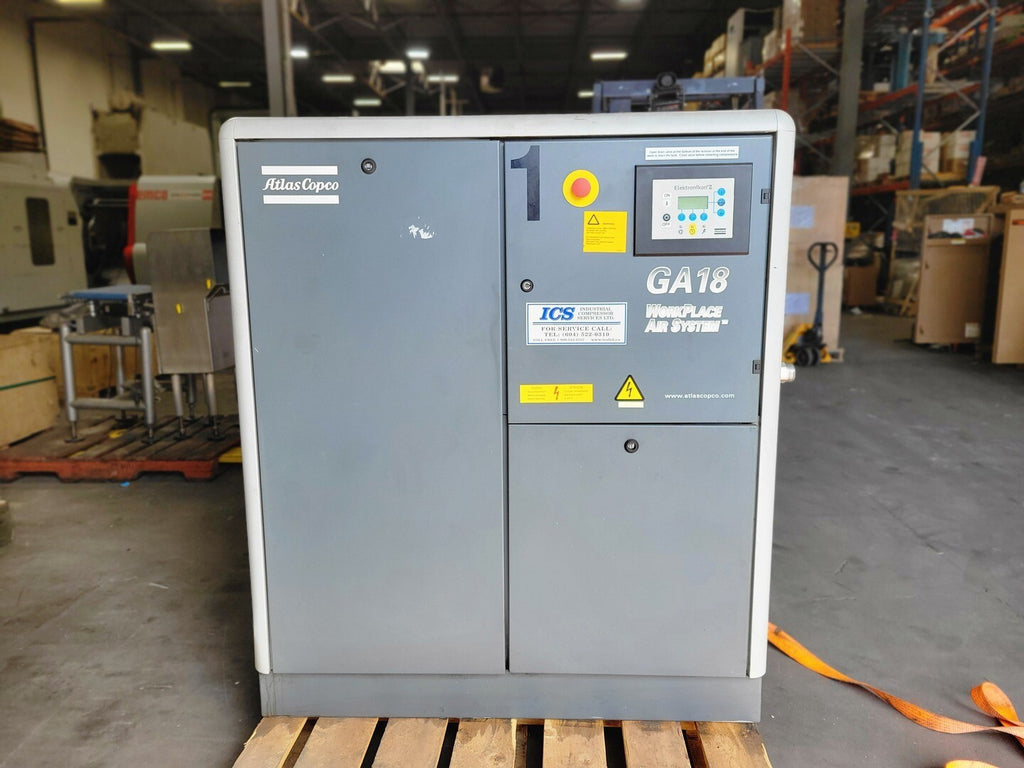 ATLAS COPCO 25 hp, 105 CFM, 132 PSI Air Compressor GA18