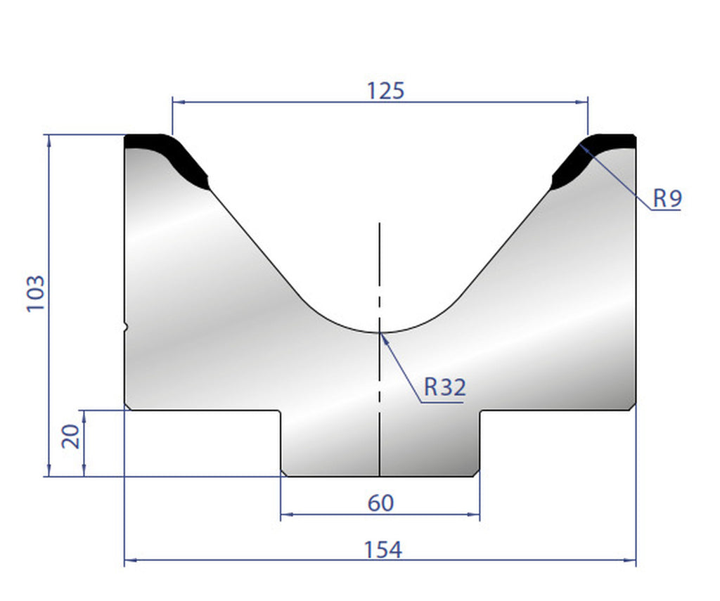 EUROSTAMP Part No. 2026 @ 415mm 80 Degree Single V Die 4.92"