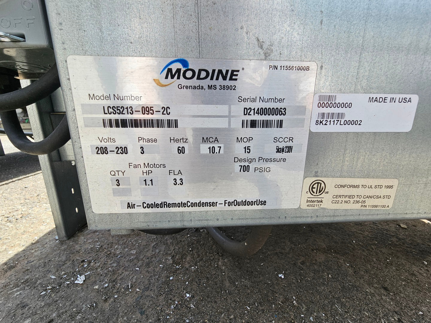 MODINE LCS5213-095-2C Air Cooled Condenser