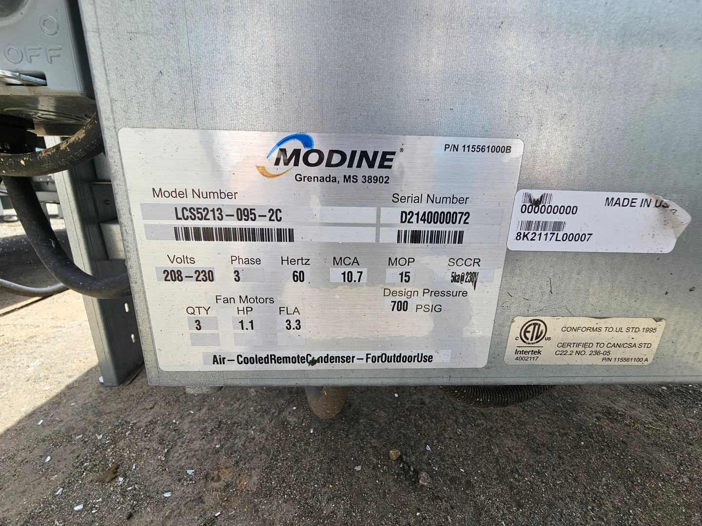 MODINE LCS5213-095-2C Air Cooled Condenser