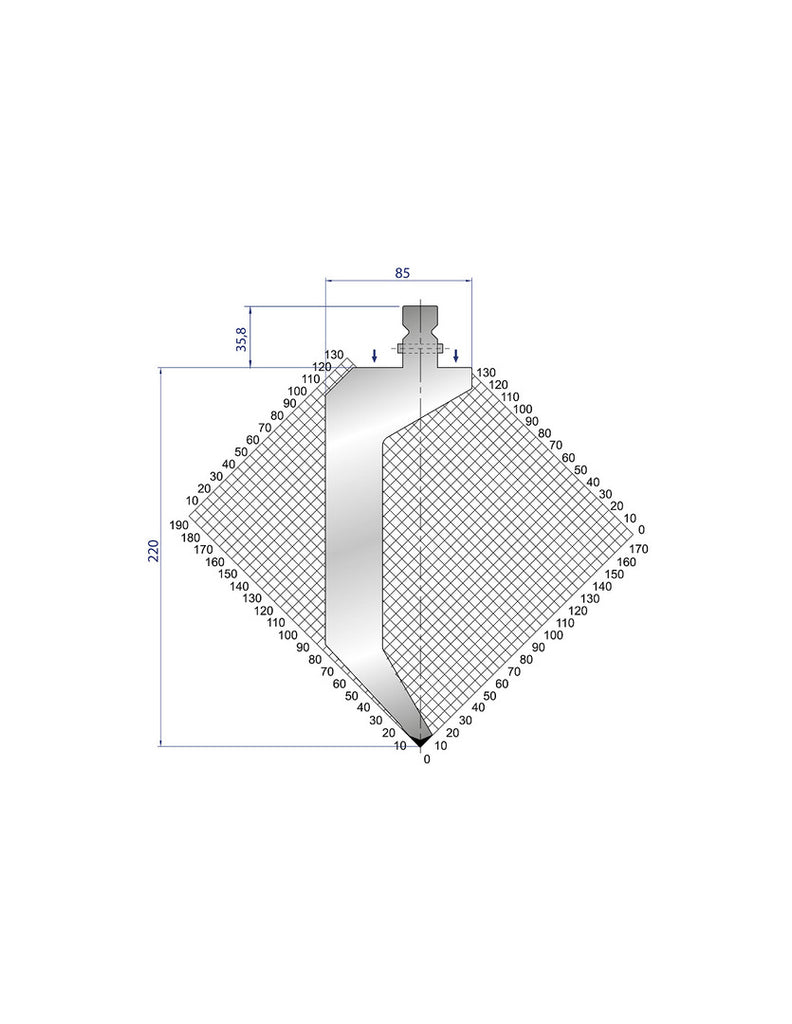 EUROSTAMP Part No. 1294 @ 300mm 86 Degree Punch