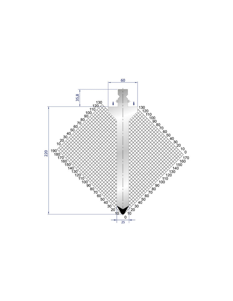 EUROSTAMP Part No. 1303 @ 100mm 60 Degree Punch