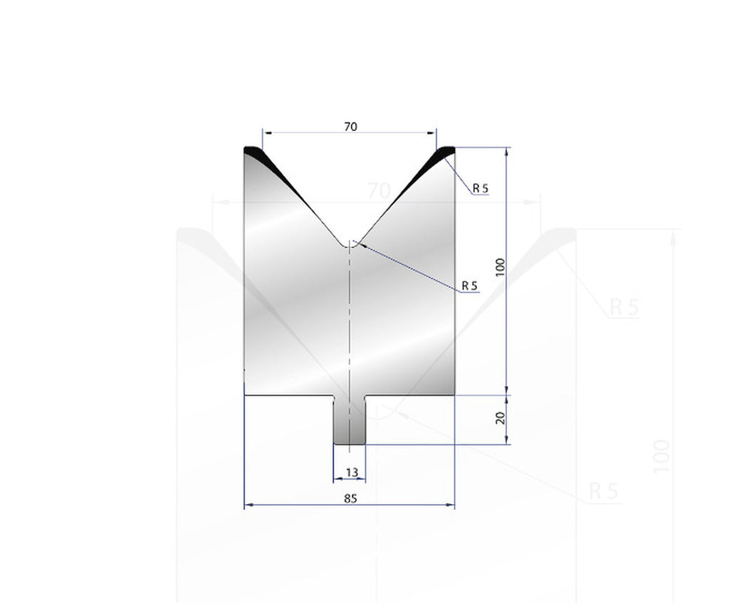 EUROSTAMP Part No. 3220 @ 100mm 80 Degree Single V Die