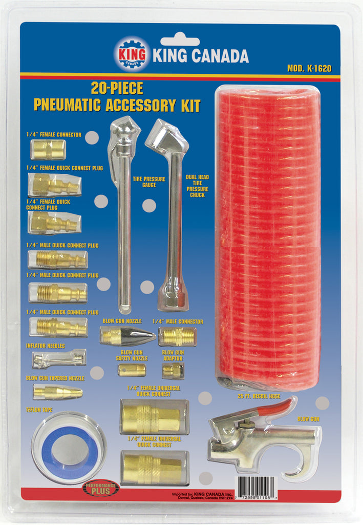 20 Pc. Pneumatic Accessory Kit No. K-1620