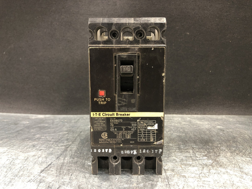 ITE 70 Amp 3 Pole Circuit Breaker E63B070