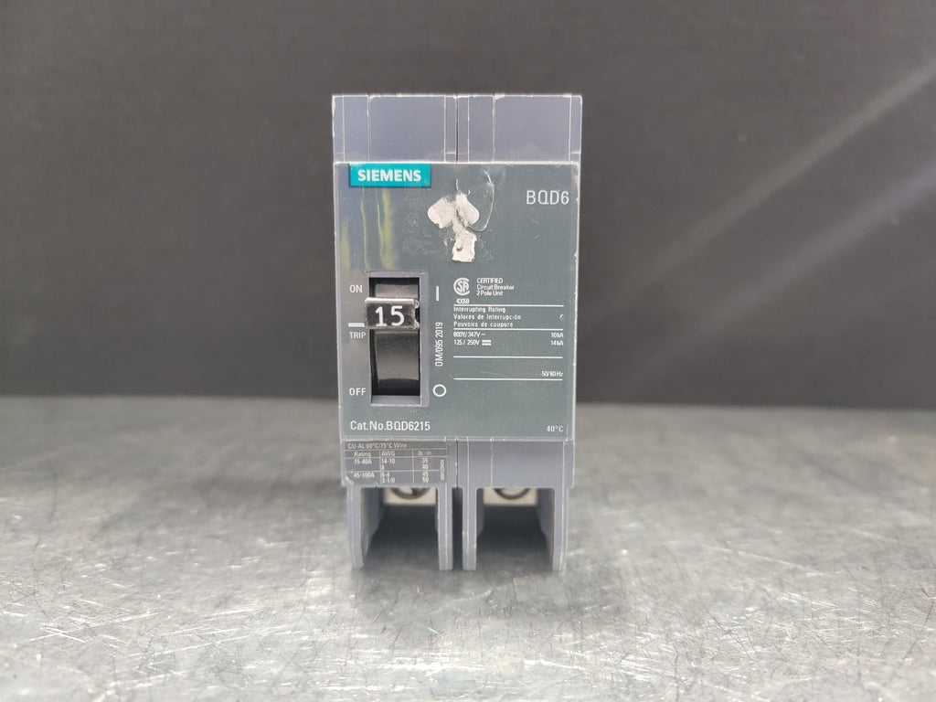 SIEMENS 15 Amp 2 Pole Circuit Breaker BQD6215