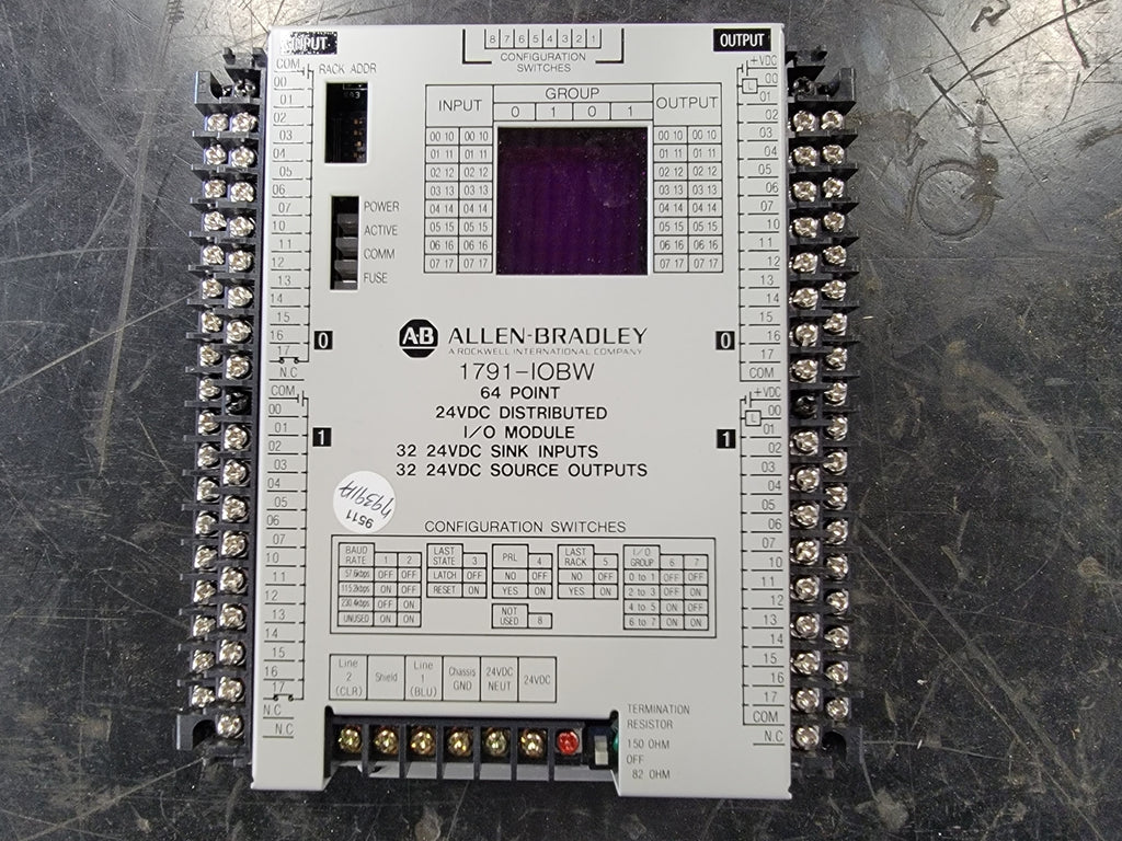 ALLEN-BRADLEY 64 Point 24 VDC Distributed I/O Module No. 1791-IOBW, Series A