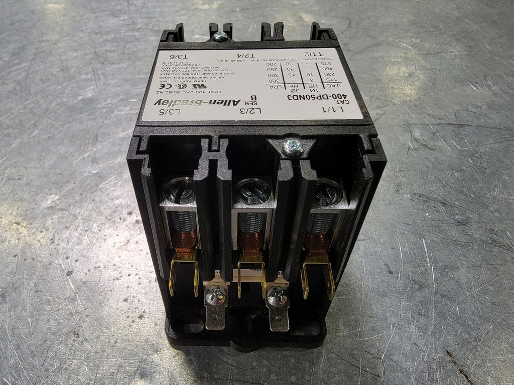 ALLEN-BRADLEY 50 Amp, 3 Pole, 120 VAC Coil Definite Purpose Contactor 400-DP50ND3