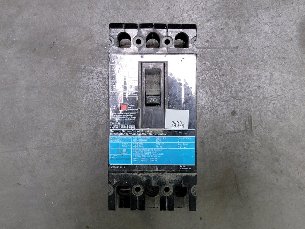 SIEMENS 70 Amp 3 Pole Circuit Breaker ED43B070