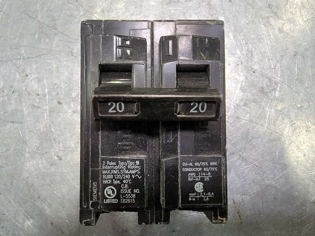 SIEMENS 20 Amp 2 Pole Circuit Breaker B220