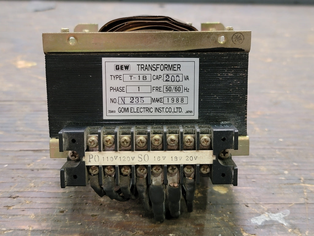 GOMI ELECTRIC 0.2 kVA Transformer, 120 pri. volts Type T-1B