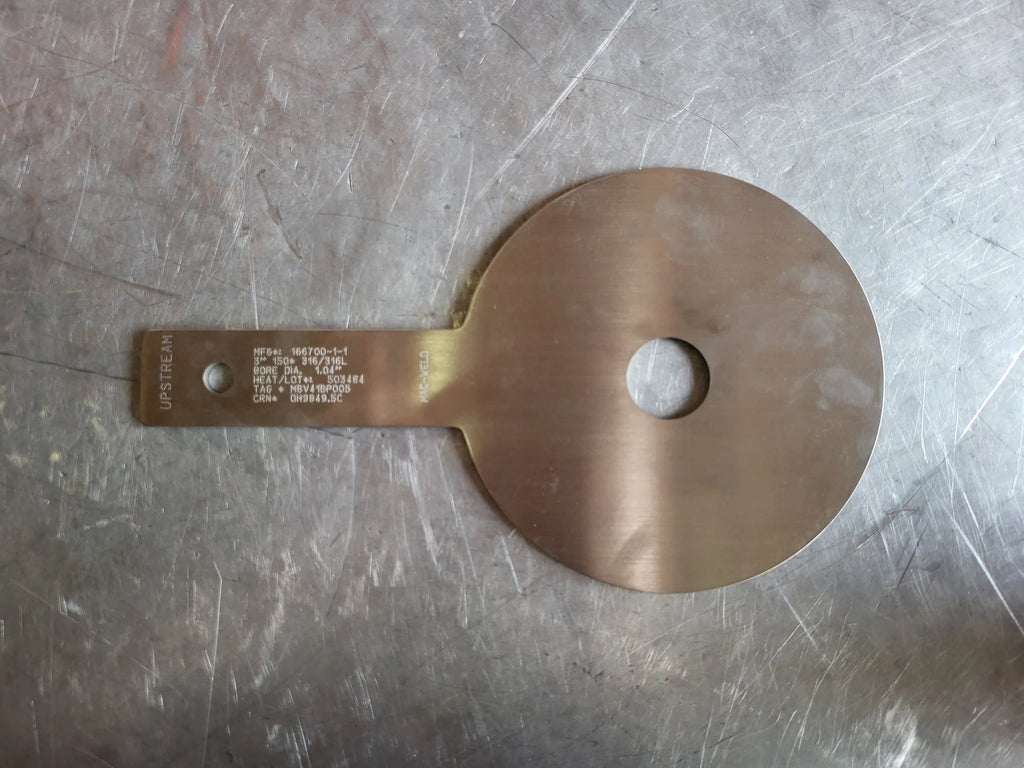 MAC-WELD 3" Paddle Orifice Plate Upstream 1.04"