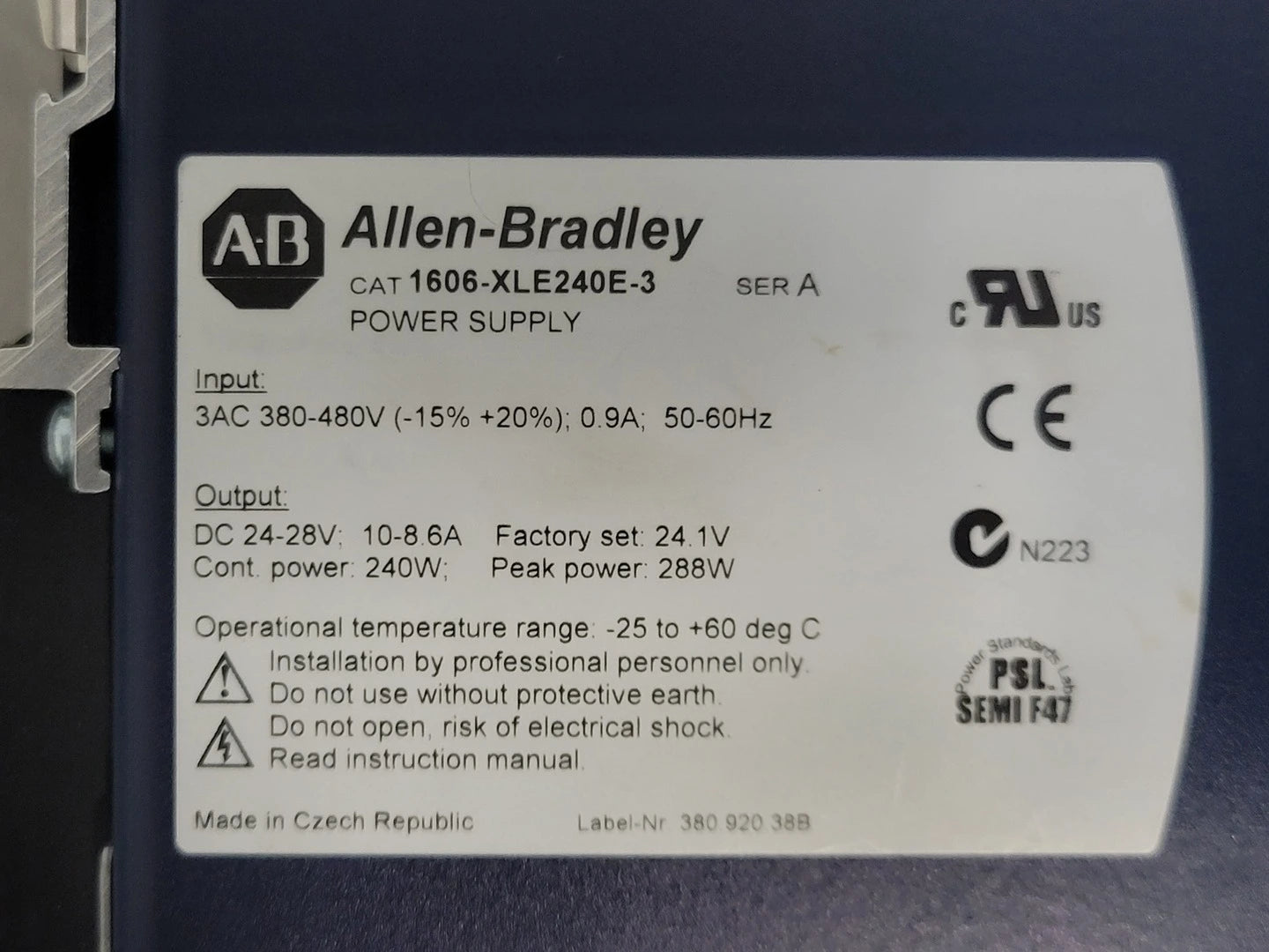 24-28 VDC Power Supply 1606-XLE240E-3