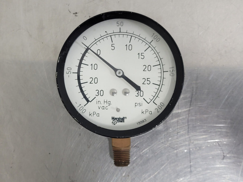 MARSHALLTOWN Pressure Gauge, -100 kPa to 200 kPa, 3-3/4" Dia.