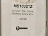 10-32 x 1" Pan Head Machine Screw MS10321Z (Box of 90)
